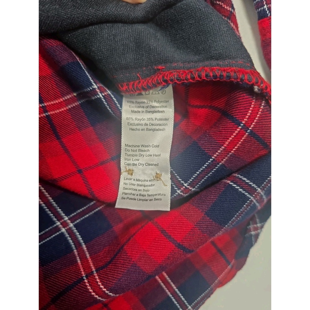 Jach's Girlfriend Cozy Flannel Shirt Red Plaid Long Sleeve Sz L Hand Pockets - Picture 5 of 8